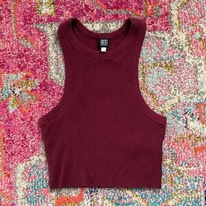 BDG Maroon Ribbed Tank Top
